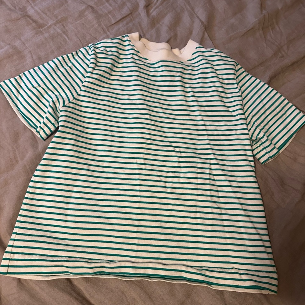 COS  Green and White Striped Tee small - women